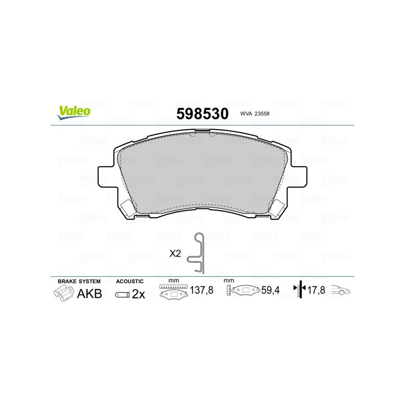 VALEO 598530 Klocki hamulcowe Przód dla