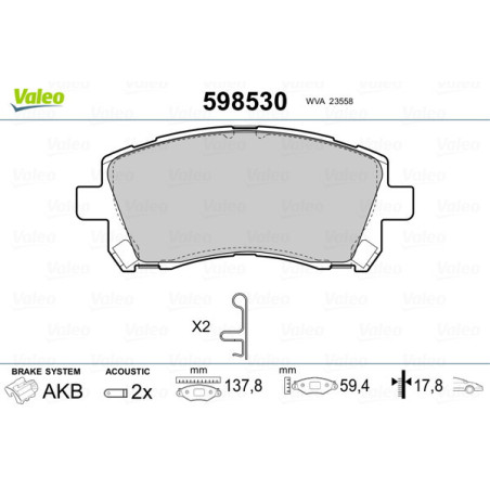 VALEO 598530 Pastillas de freno Delantero para
