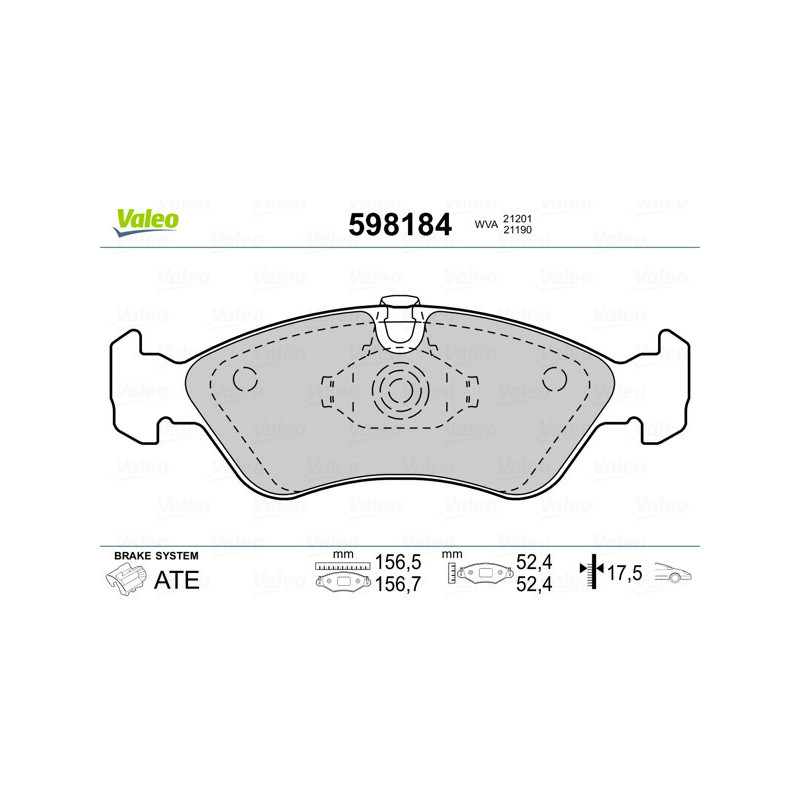 VALEO 598184 Klocki hamulcowe Przód dla
