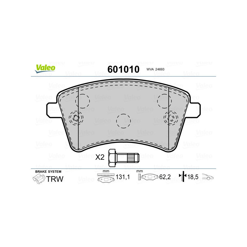 VALEO 601010 Pastiglie freno Anteriore per