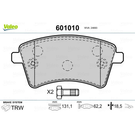 VALEO 601010 Brake Pads Set Front for