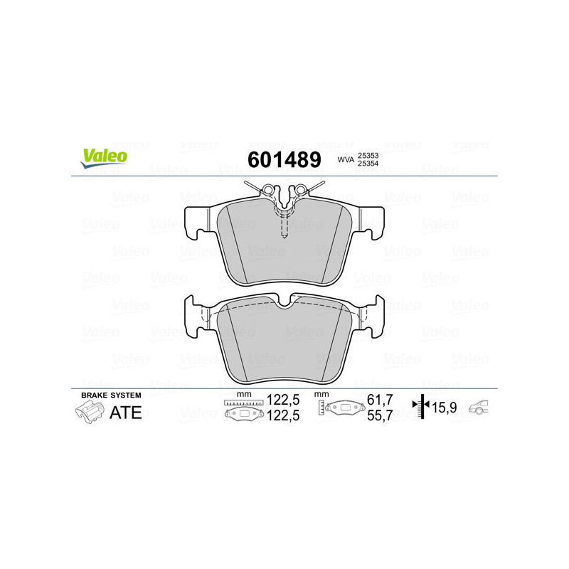 VALEO 601489 Brzdové destičky Zadní pro