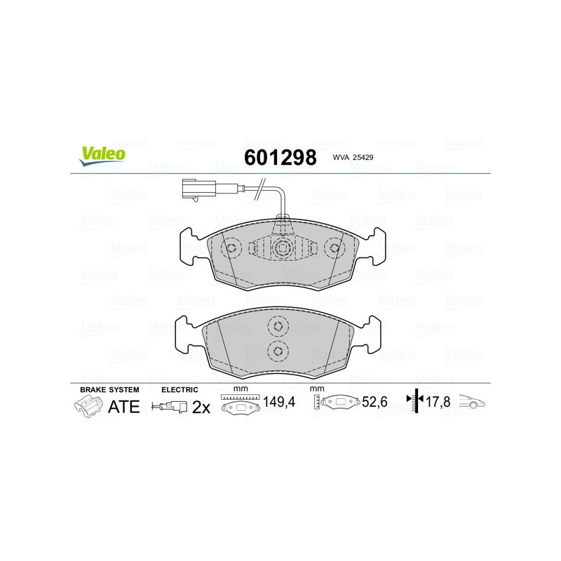 VALEO 601298 Pastillas de freno Delantero para