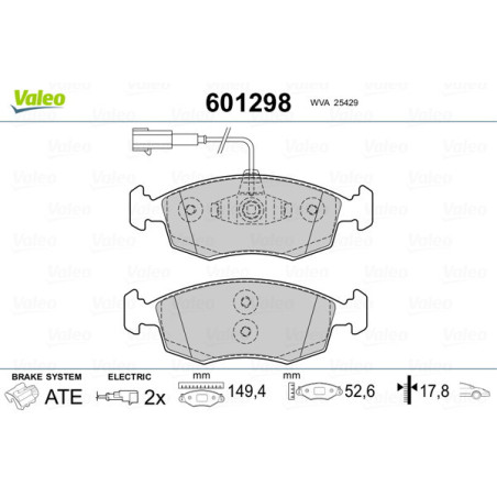 VALEO 601298 Pastiglie freno Anteriore per