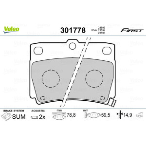 VALEO 301778 Pastillas de freno Trasero para