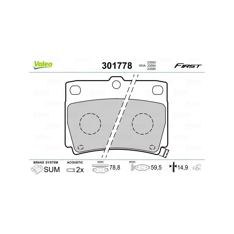 VALEO 301778 Klocki hamulcowe Tył dla