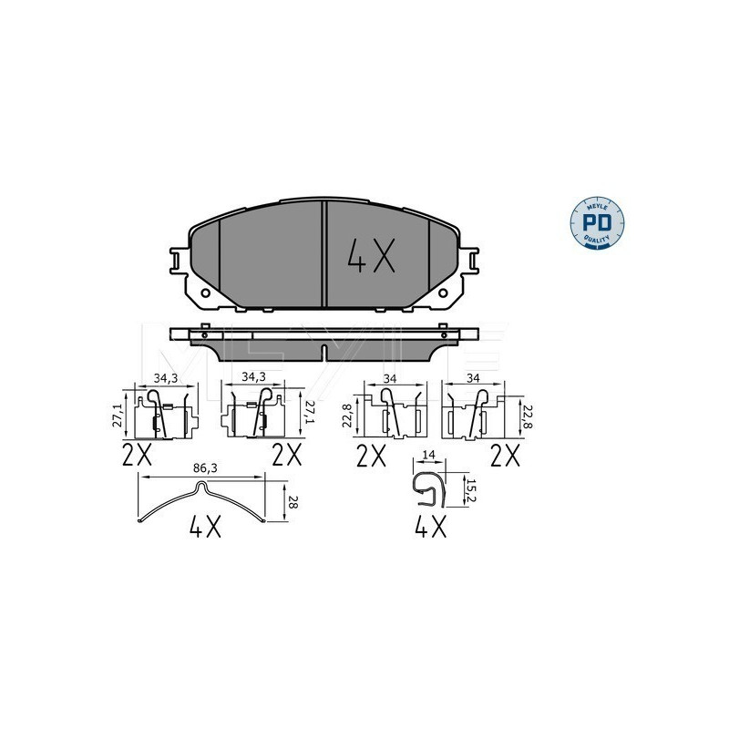 MEYLE 025 220 7018/PD Brake Pads Set Front for Jeep Cherokee