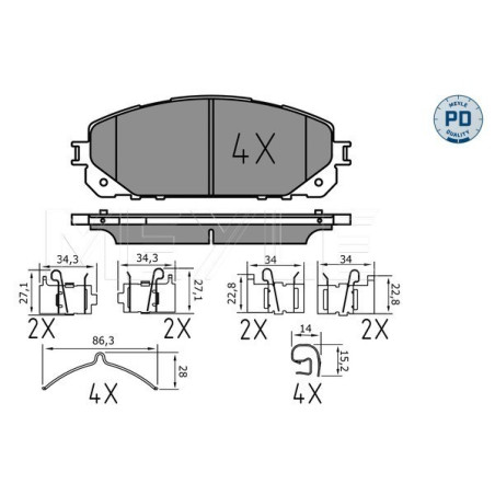 MEYLE 025 220 7018/PD Brake Pads Set Front for Jeep Cherokee