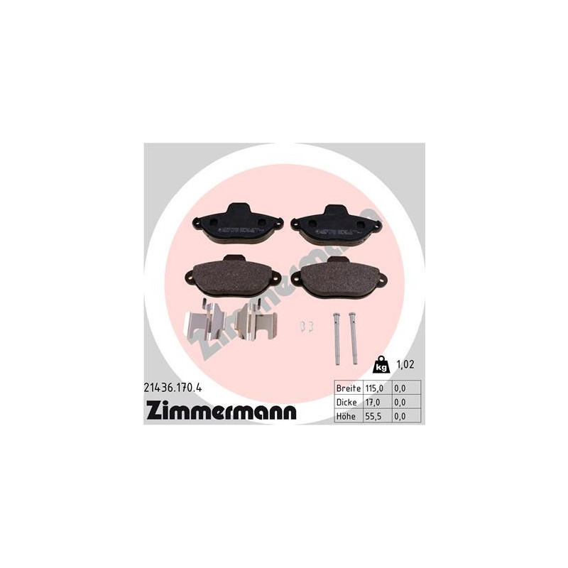 ZIMMERMANN 21436.170.4 Klocki hamulcowe Przód dla