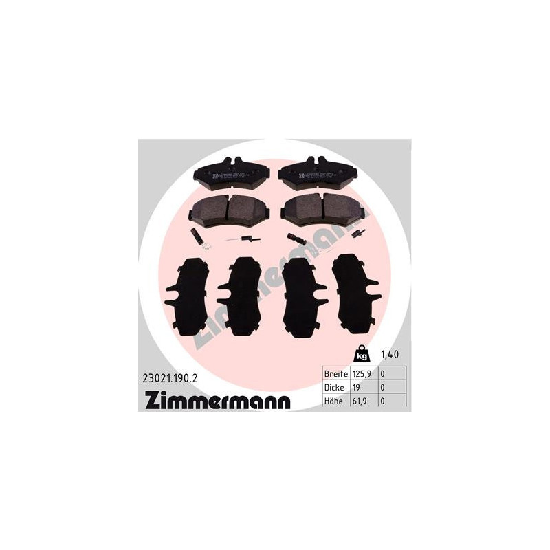 ZIMMERMANN 23021.190.2 Brake Pads Set Rear for