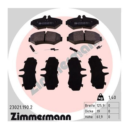 ZIMMERMANN 23021.190.2 Brzdové platničky Zadné pre