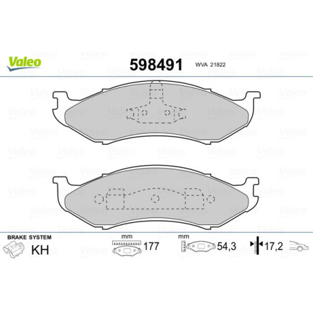 VALEO 598491 Plaquettes de frein Avant pour