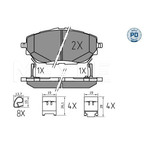 MEYLE 025 227 8218/PD Plaquettes de frein avant pour Toyota C-HR Corolla