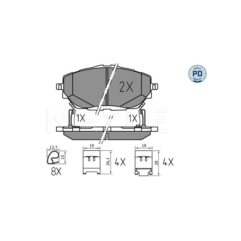 MEYLE 025 227 8218/PD Brake Pads Set Front for Toyota C-HR Corolla