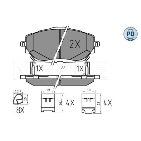 MEYLE 025 227 8218/PD Bremsbeläge Vorne für Toyota C-HR Corolla