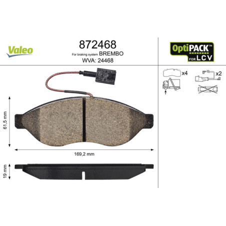 VALEO 872468 Brake Pads Set Front for
