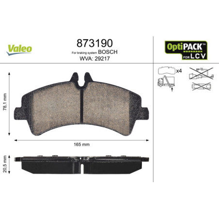 VALEO 873190 Brzdové platničky Zadné pre