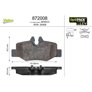 VALEO 872008 Brzdové platničky Zadné pre