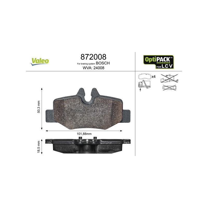 VALEO 872008 Brzdové platničky Zadné pre