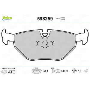 VALEO 598259 Pastillas de freno Trasero para