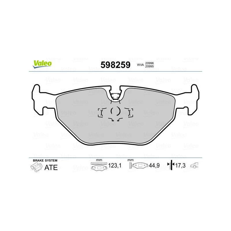 VALEO 598259 Brzdové platničky Zadné pre