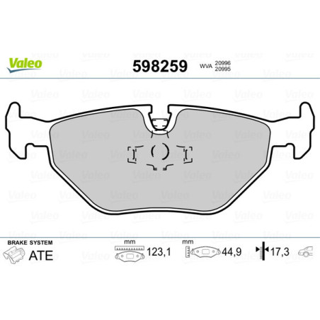 VALEO 598259 Pastiglie freno Posteriore per