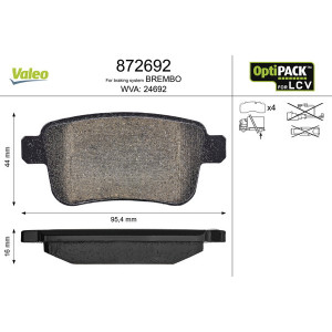 VALEO 872692 Bremsbeläge Hinten für
