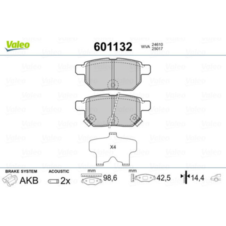 VALEO 601132 Klocki hamulcowe Tył dla
