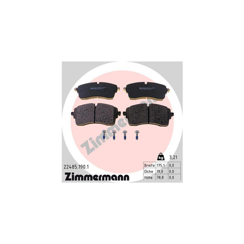 ZIMMERMANN 22485.190.1 Bremsbeläge Vorne für