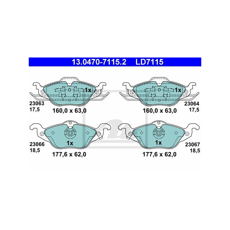 AVANT Plaquettes De Frein pour Opel Vauxhall Astra G Zafira A ATE 13.0470-7115.2 ATE Ceramic
