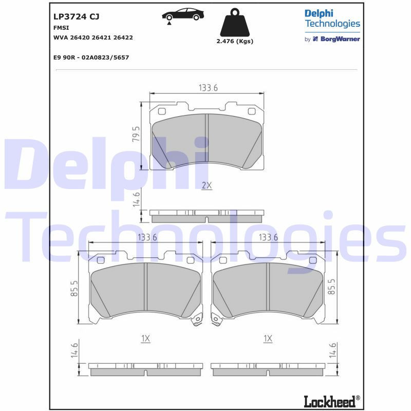 DELPHI LP3724 Pastillas de freno Delantero para