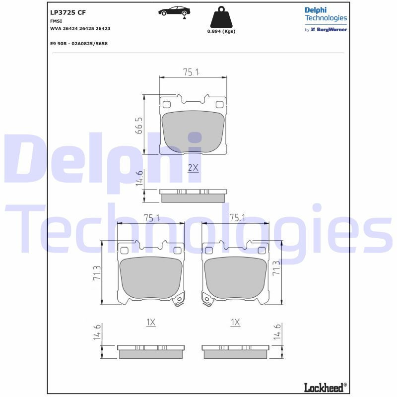 DELPHI LP3725 Bremsbeläge Hinten für