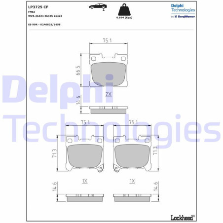 DELPHI LP3725 Brzdové platničky Zadné pre