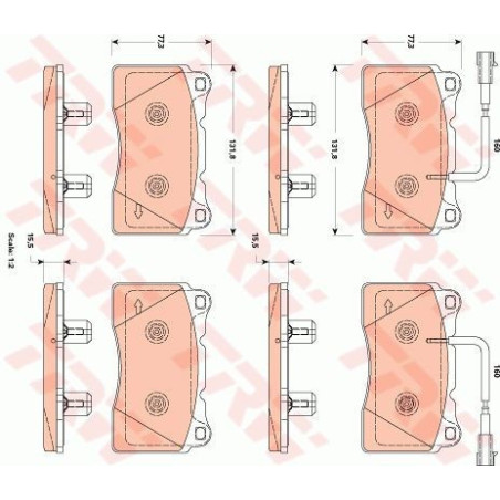 Brake Pads Set Front for Alfa Romeo Giulietta (2010-2012) TRW GDB1888