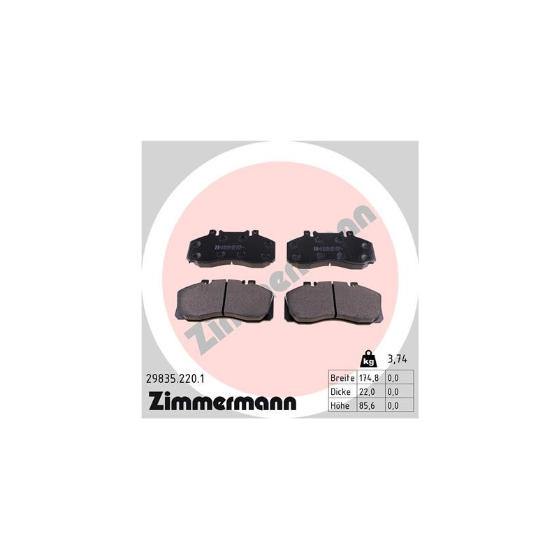 ZIMMERMANN 29835.220.1 Brake Pads
