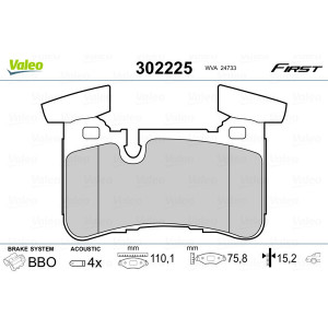 VALEO 302225 Brzdové platničky Zadné pre
