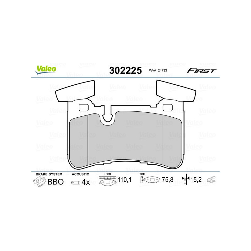 VALEO 302225 Klocki hamulcowe Tył dla