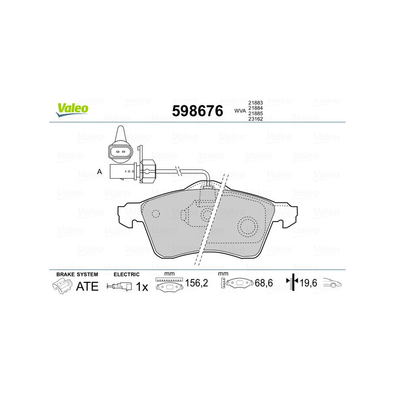 VALEO 598676 Pastillas de freno Delantero para