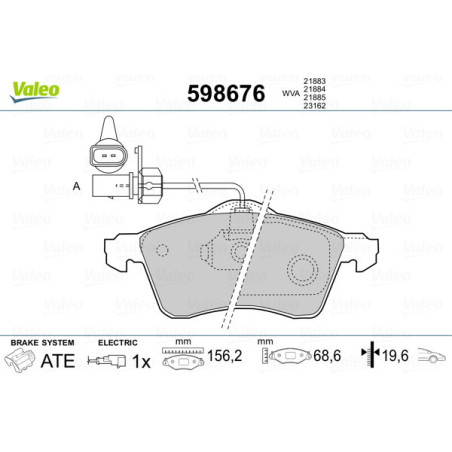 VALEO 598676 Klocki hamulcowe Przód dla