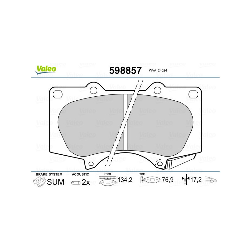 VALEO 598857 Pastiglie freno Anteriore per