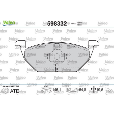 VALEO 598332 Klocki hamulcowe Przód dla