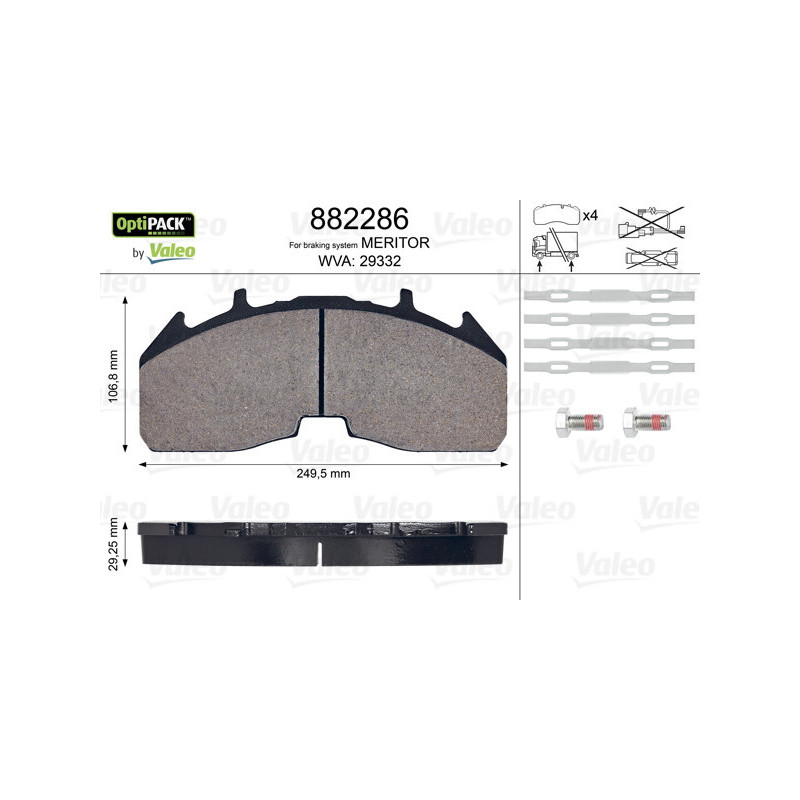 VALEO 882286 Plaquettes de frein Avant pour