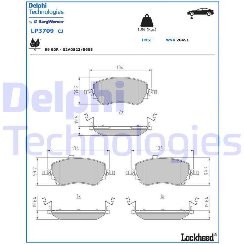 DELPHI LP3709 Pastiglie freno Anteriore per