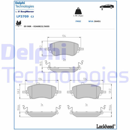 DELPHI LP3709 Klocki hamulcowe Przód dla