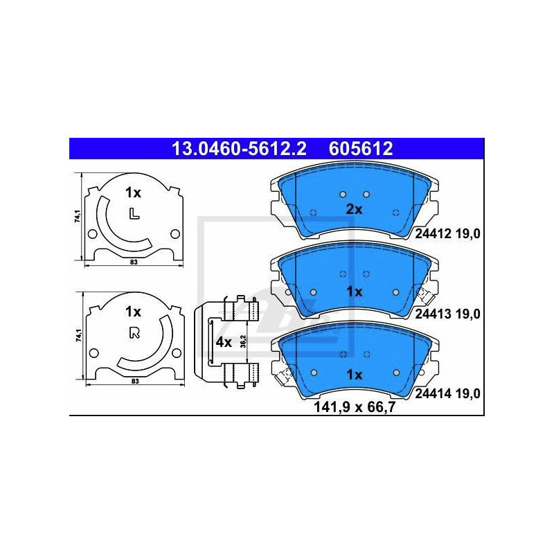 ATE 13.0460-5612.2 Brake Pads Set Front for Insignia Astra Zafira Cascada 9-5 Malibu