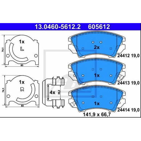 ATE 13.0460-5612.2 Pastiglie freno anteriore per Insignia Astra Zafira Cascada 9-5 Malibu