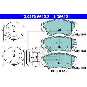 ATE 13.0470-5612.2 Pastillas de freno delantero para Insignia Astra Zafira Cascada 9-5 Malibu