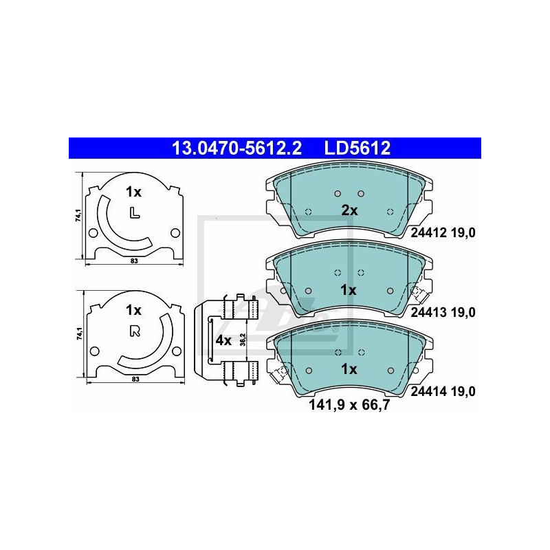 ATE 13.0470-5612.2 Pastillas de freno delantero para Insignia Astra Zafira Cascada 9-5 Malibu