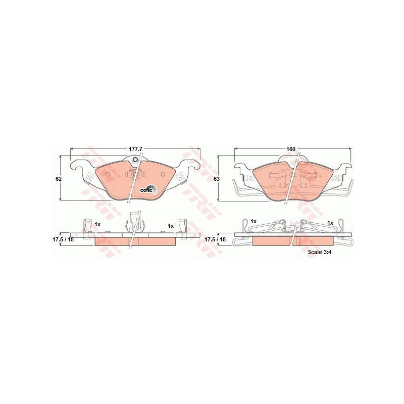 Plaquettes de frein Avant pour Opel Vauxhall Astra G Zafira A TRW GDB1351