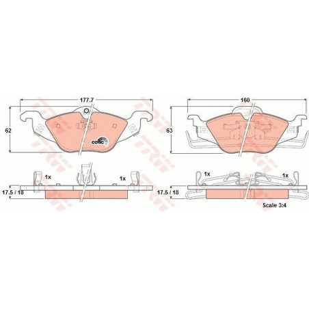 Brzdové platničky Predné pre Opel Vauxhall Astra G Zafira A TRW GDB1351